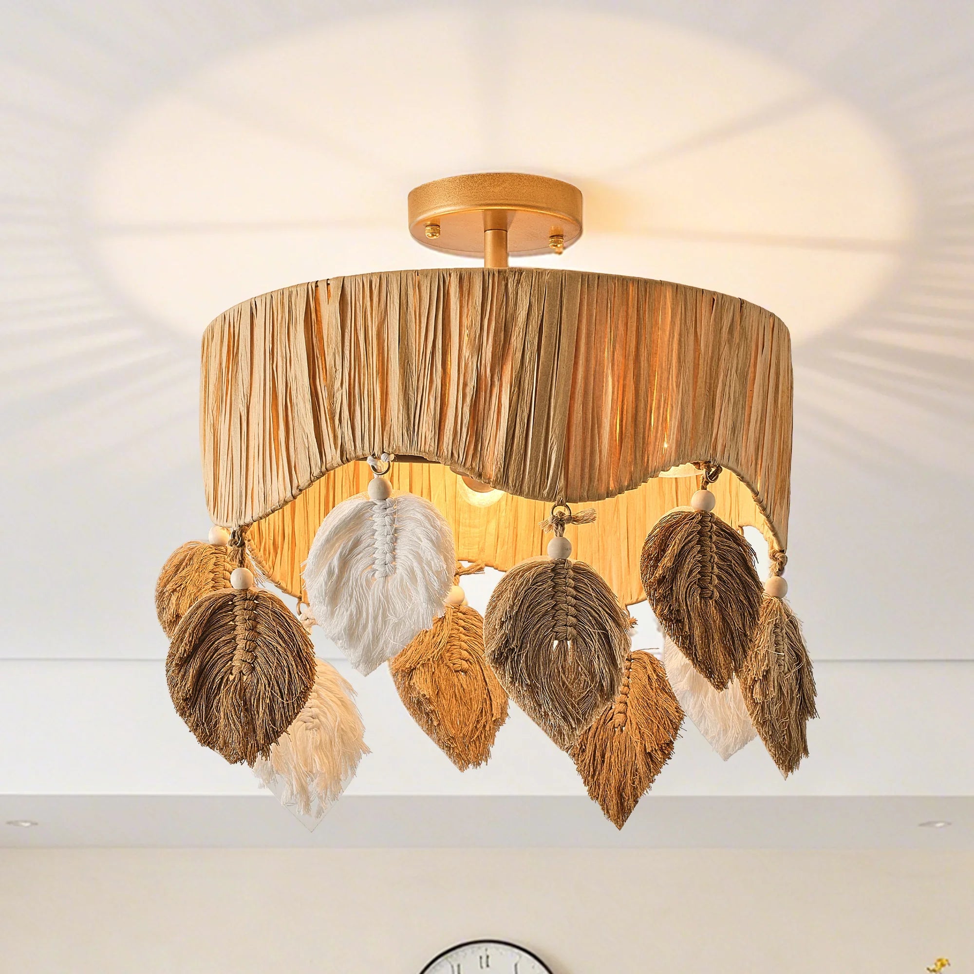 18" Rudolf Golden Bohemian Semi-Flush Mount Ceiling Light