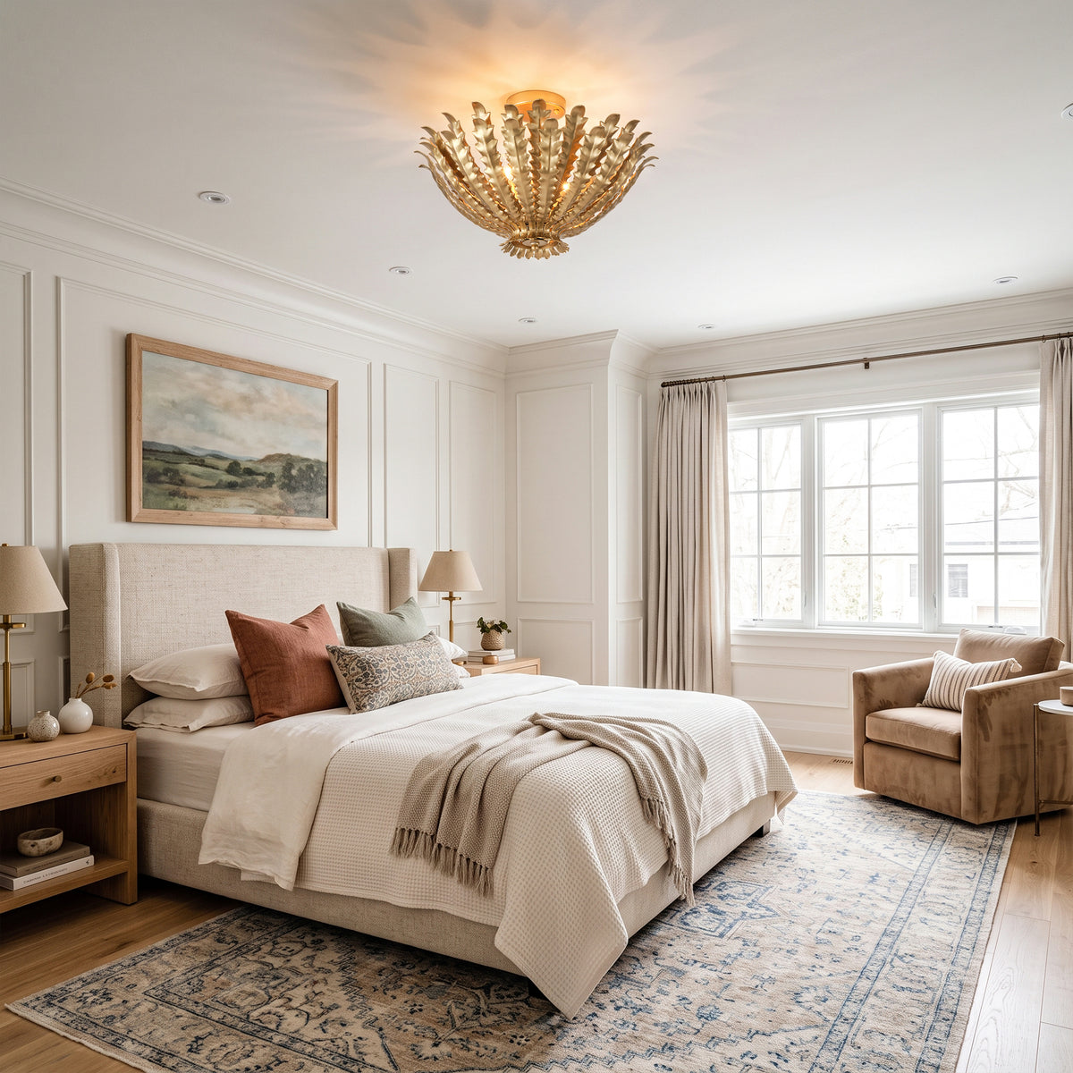 Spencer 3-Light Leaf-Inspired Semi-Flush Ceiling Light