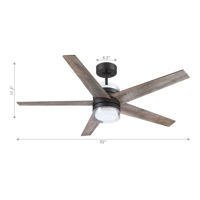 52" Mussoone Industrial Downrod Mount Reversible Ceiling Fan with Lighting and Wall Control