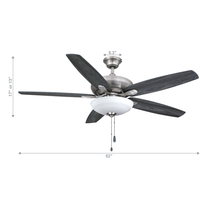 52" Ahmedabad Traditional Downrod Mount Reversible Industrial Ceiling Fan with Lighting and Pull Chain