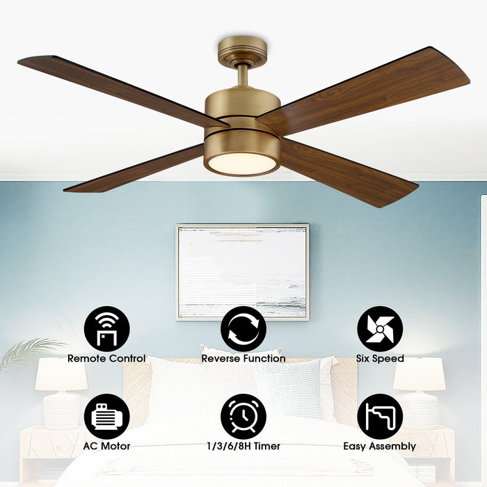 Ventilador de techo reversible Bucholz Industrial de 52" con iluminación y control remoto