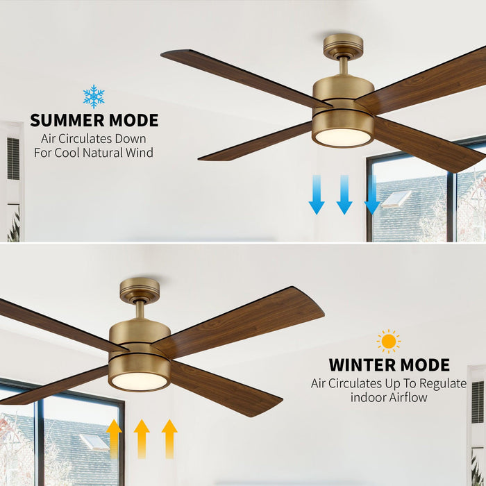 Ventilador de techo reversible Bucholz Industrial de 52" con iluminación y control remoto
