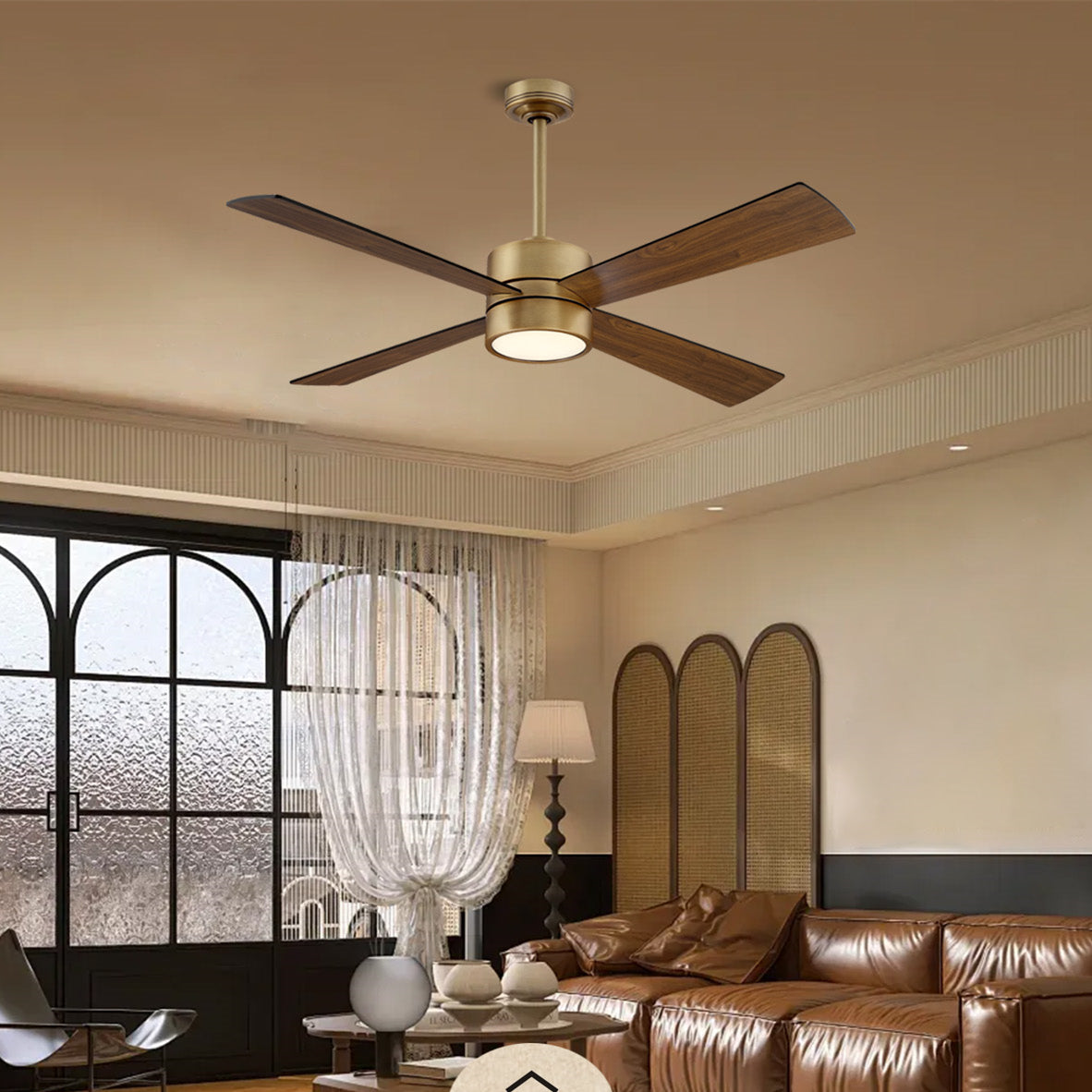 52 Inch Bucholz Industrial Dimmable RGB LED Ceiling Fan with Remote and APP Control