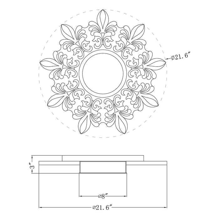 Iluminación LED empotrada Sunburst moderna blanca de 22 pulgadas