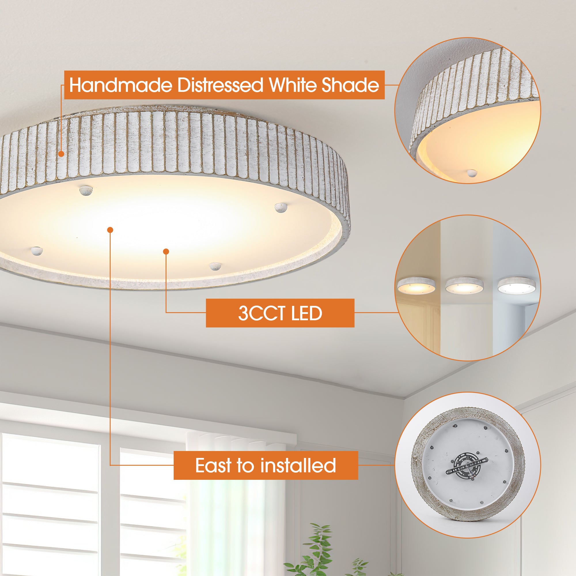 Lámpara LED empotrada moderna blanca de 18 pulgadas