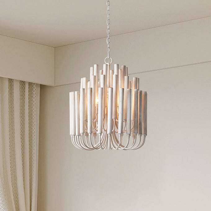 20 Inch Borg 5-Light White Wooden Chandelier