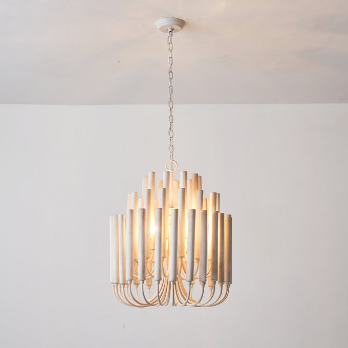 20 Inch Borg 5-Light White Wooden Chandelier
