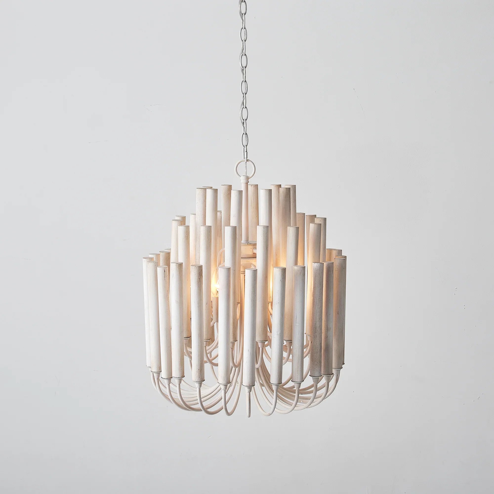 20 Inch Borg 5-Light White Wooden Chandelier