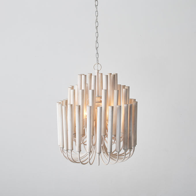 20 Inch Borg 5-Light White Wooden Chandelier