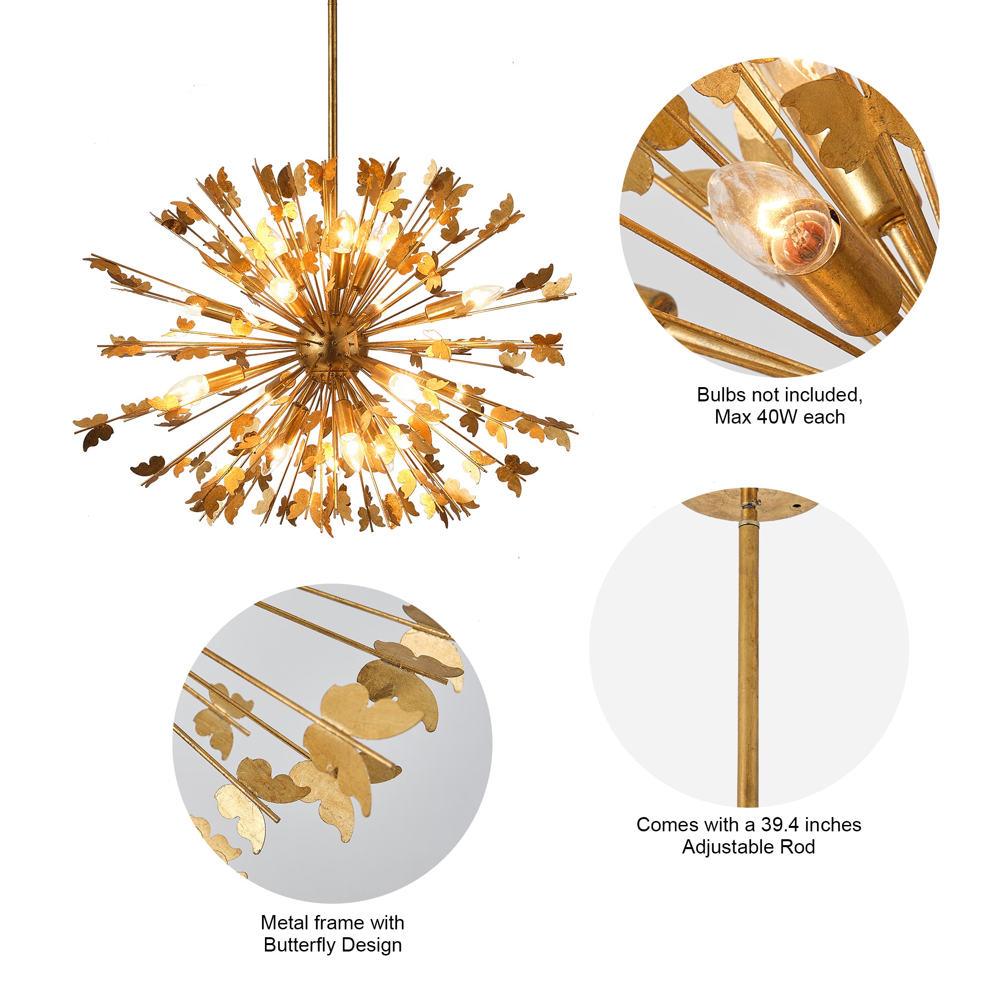 35 Inch Lydia 14-Light Golden Chandelier