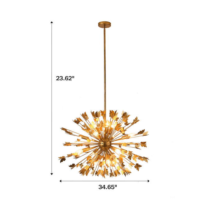 35 Inch Lydia 14-Light Golden Chandelier