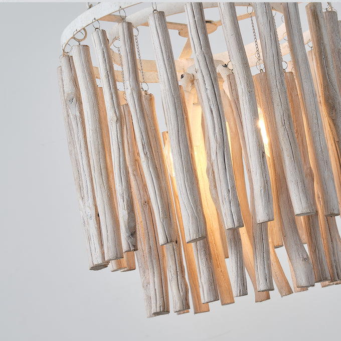 17 Inch Milo 4-Light White Wooden Chandelier