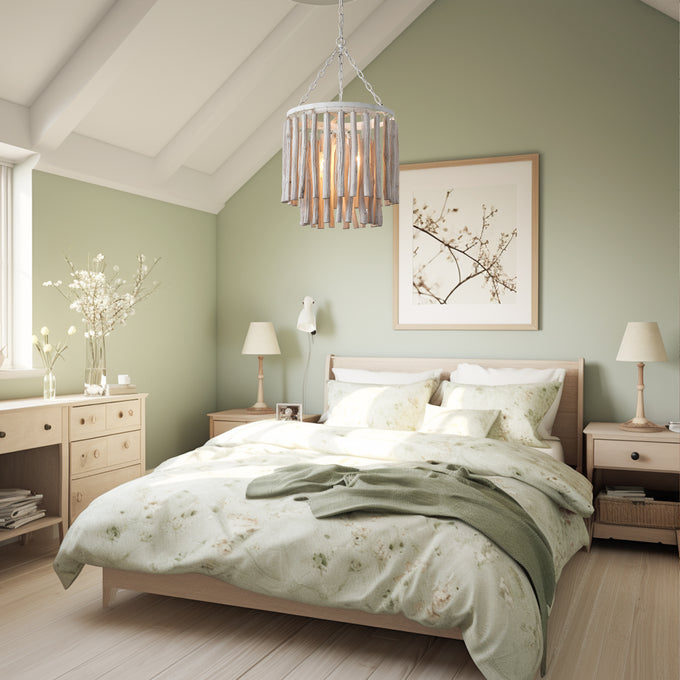 17 Inch Milo 4-Light White Wooden Chandelier