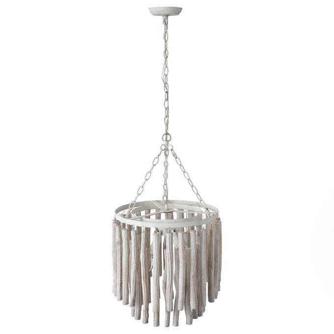 17 Inch Milo 4-Light White Wooden Chandelier