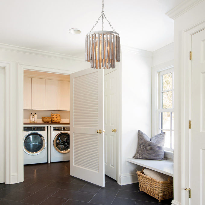 17 Inch Milo 4-Light White Wooden Chandelier