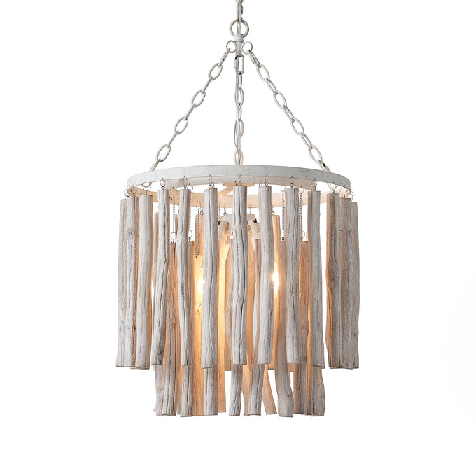 17 Inch Milo 4-Light White Wooden Chandelier