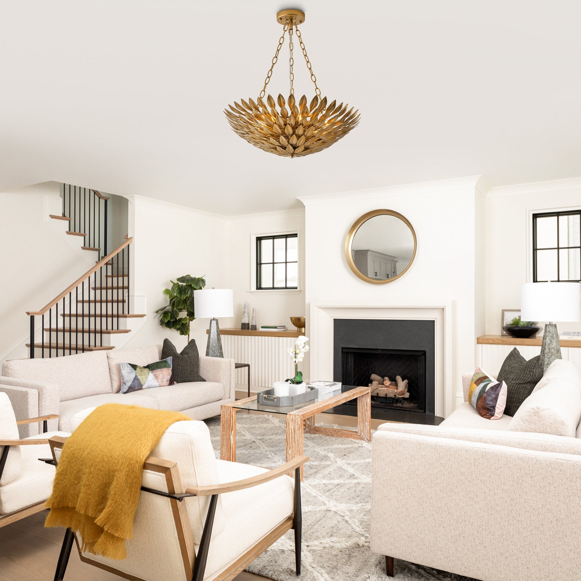 22 Inch Verna Farmhouse 6-Light Golden Chandelier