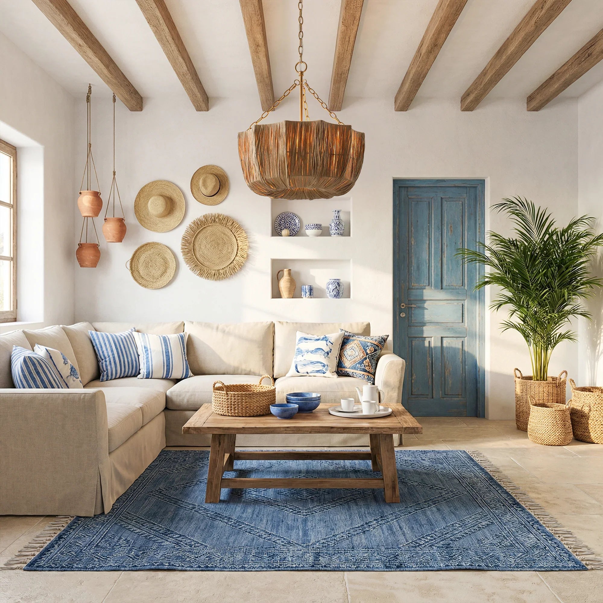 20" Primo Raffia Shade Island Pendant Light