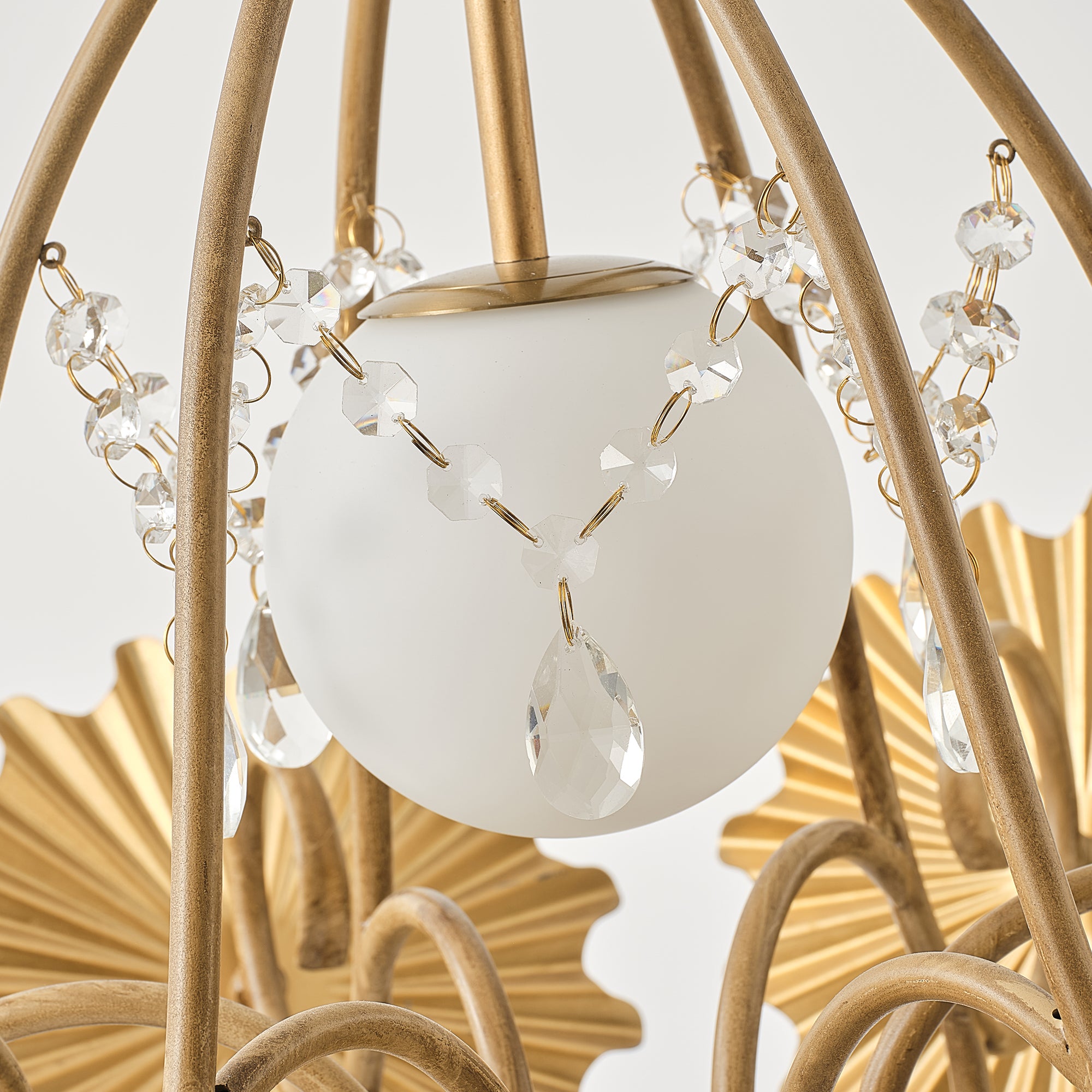 Arvin 7-Light Golden Botanical Flower Petal Chandelier