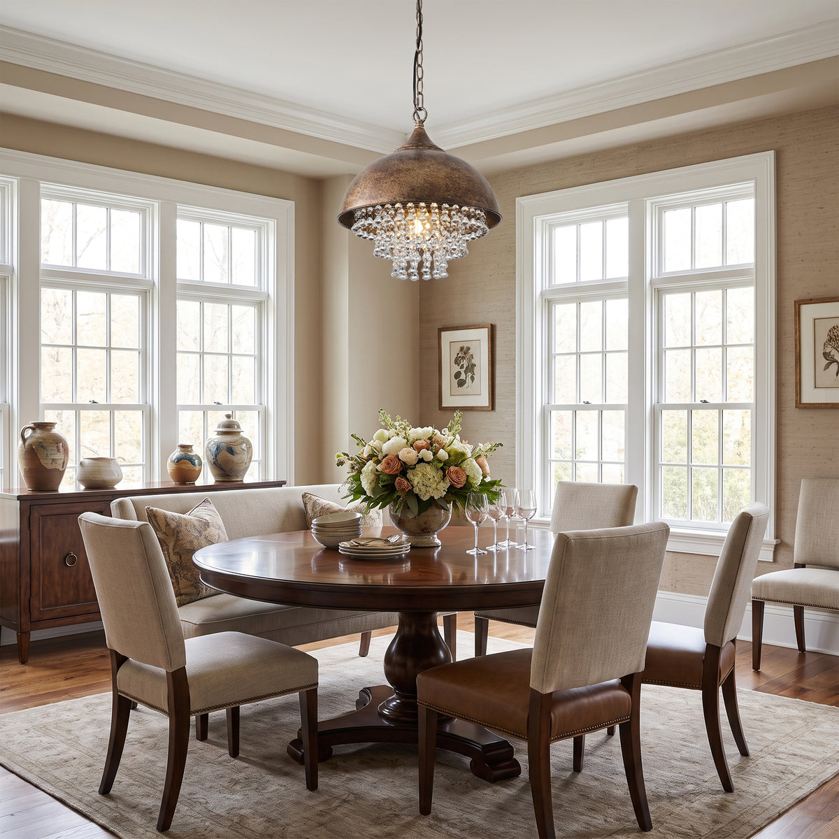 Ernest 1-Light Antique Bronze Pendant Light with Gold Highlights