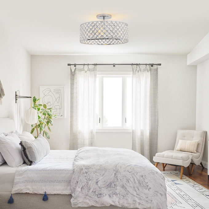15 Inch 3-Light Modern Chrome Semi-Flush Mount Ceiling Lighting