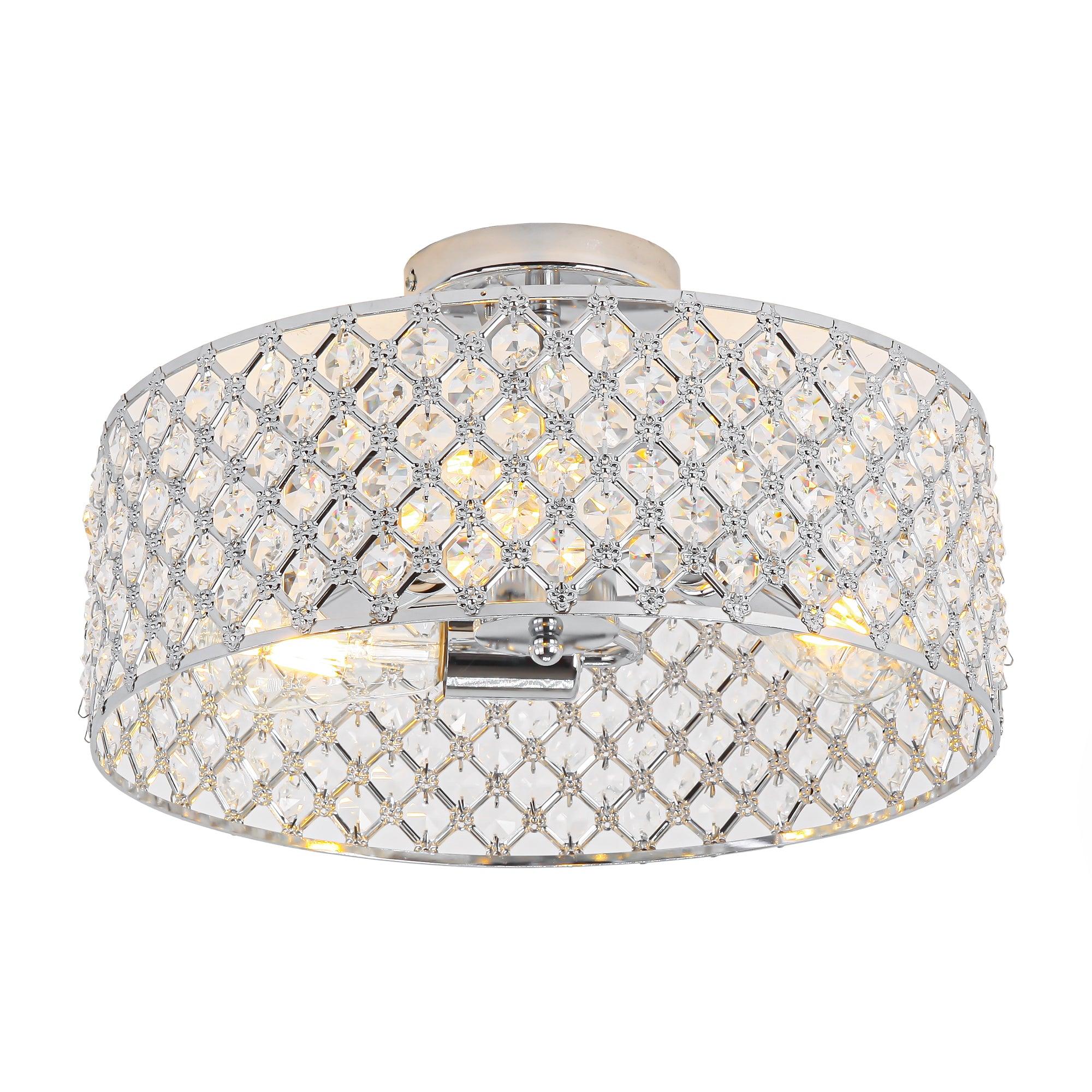 15 Inch 3-Light Modern Chrome Semi-Flush Mount Ceiling Lighting