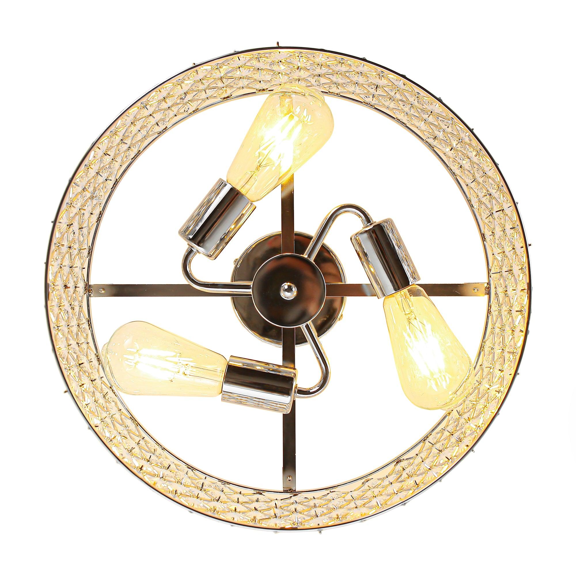 15 Inch 3-Light Modern Chrome Semi-Flush Mount Ceiling Lighting