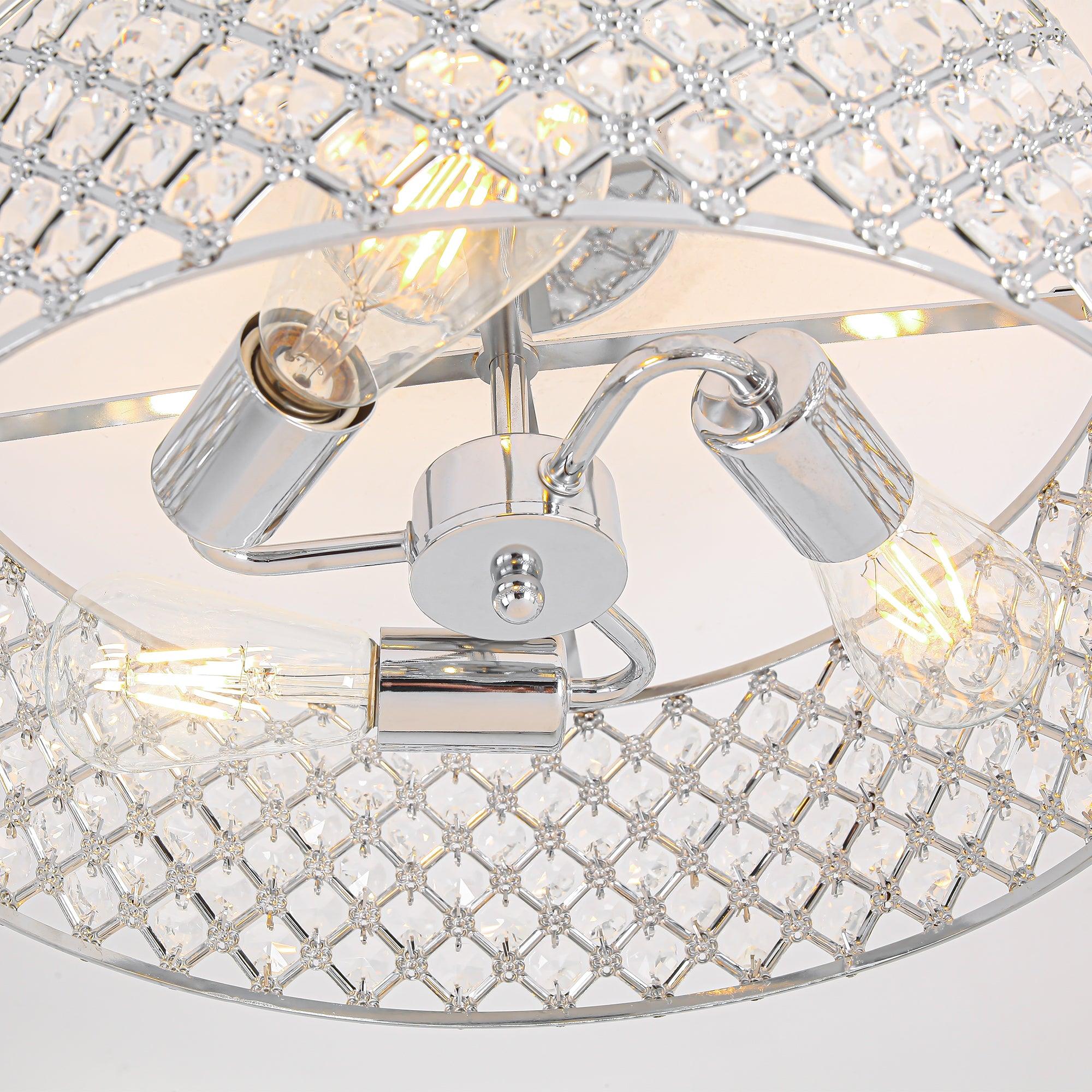 15 Inch 3-Light Modern Chrome Semi-Flush Mount Ceiling Lighting