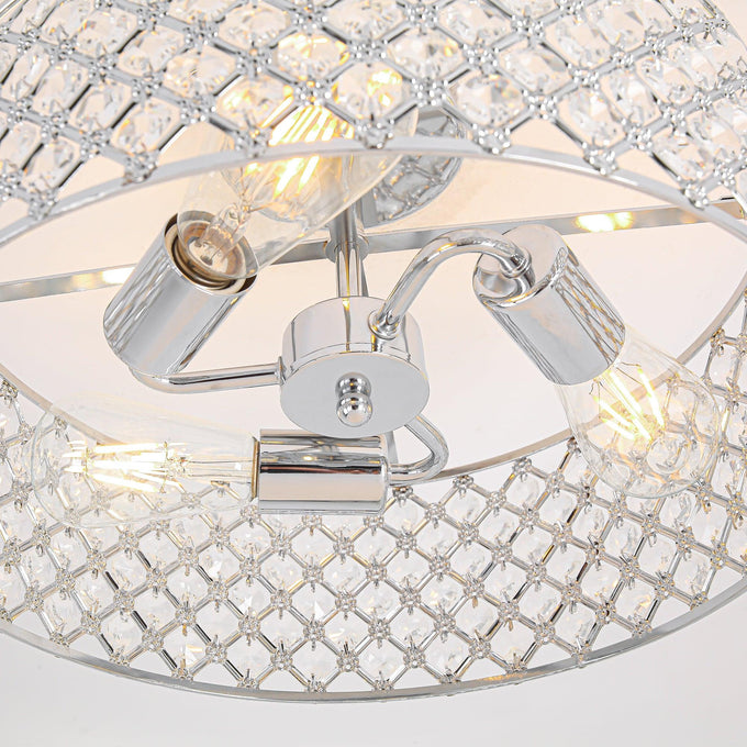 15 Inch 3-Light Modern Chrome Semi-Flush Mount Ceiling Lighting