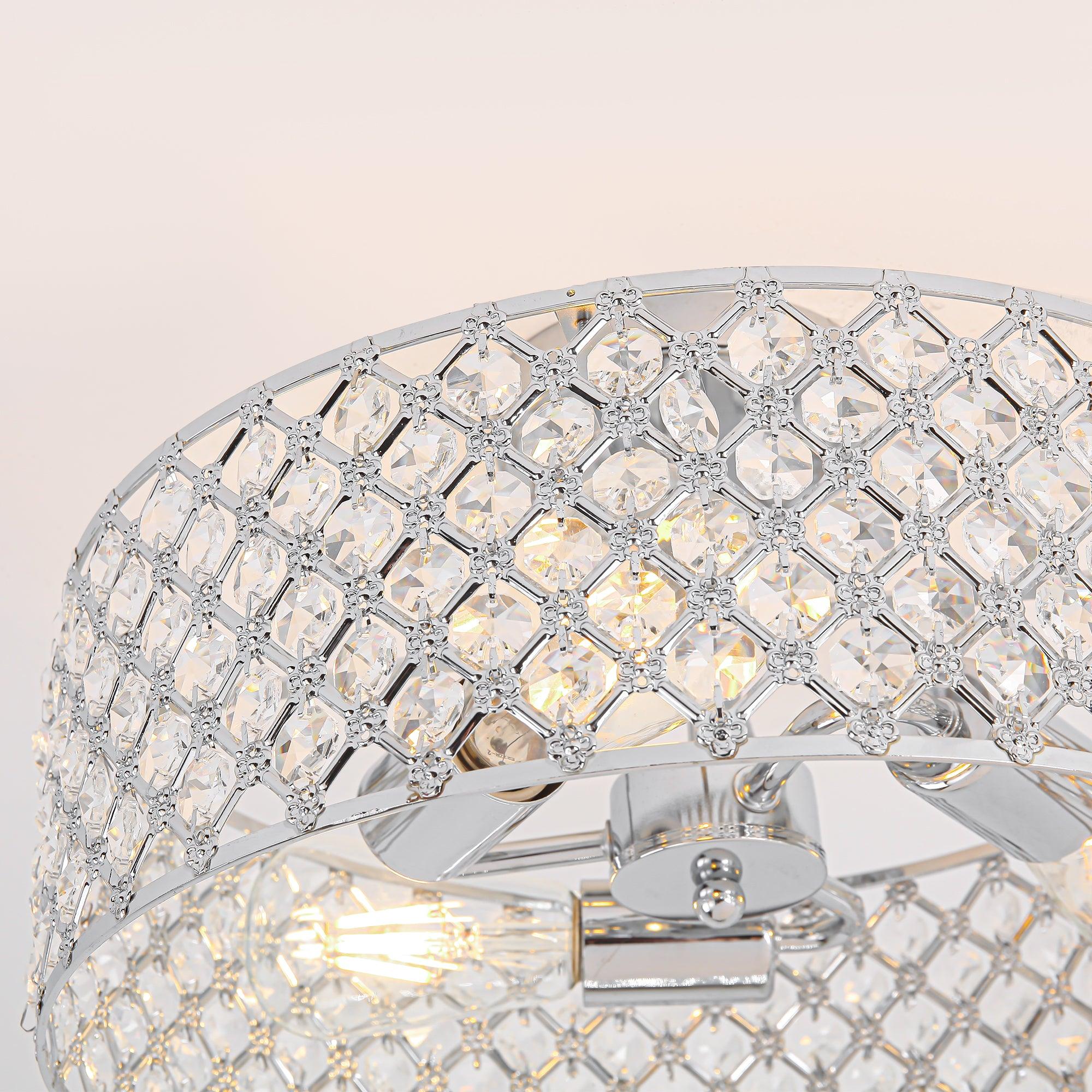 15 Inch 3-Light Modern Chrome Semi-Flush Mount Ceiling Lighting