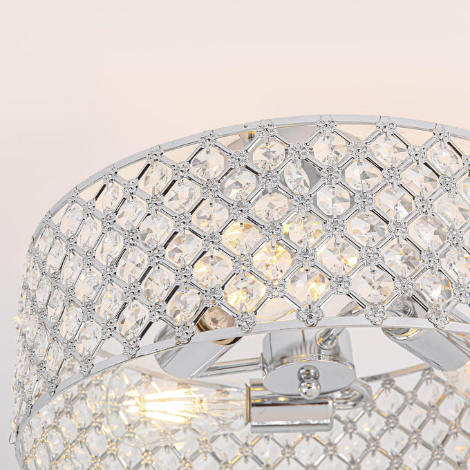 15 Inch 3-Light Modern Chrome Semi-Flush Mount Ceiling Lighting