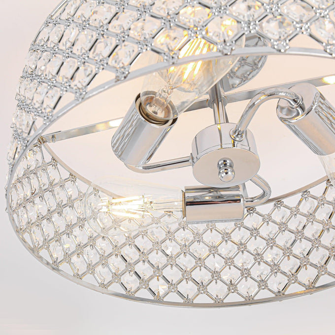 15 Inch 3-Light Modern Chrome Semi-Flush Mount Ceiling Lighting