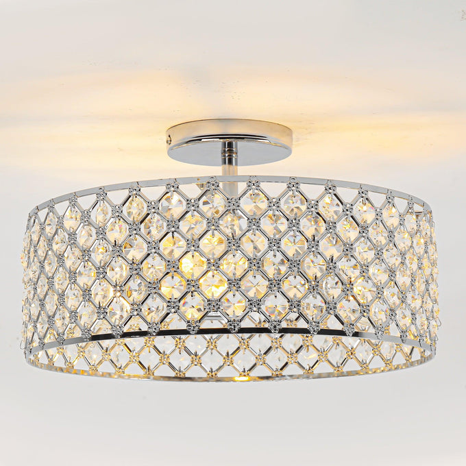 15 Inch 3-Light Modern Chrome Semi-Flush Mount Ceiling Lighting