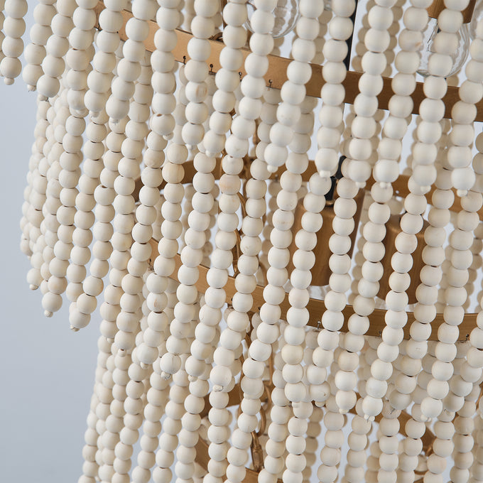 32 Inch Nelly 9-Light Bohemia Wood Beaded Chandelier