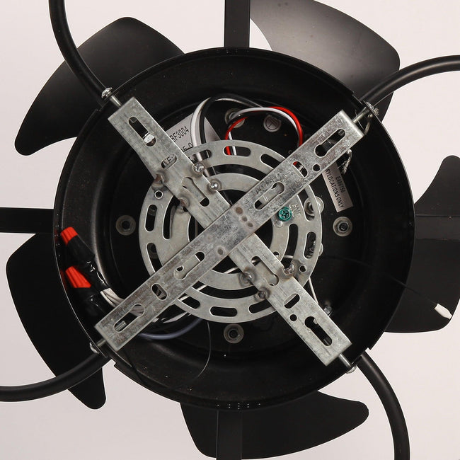 Ventilador de techo industrial negro de 18 pulgadas con luz empotrada, aplicación y control remoto