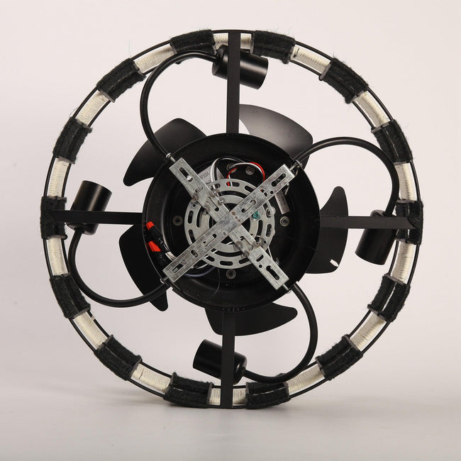 Ventilador de techo industrial negro de 18 pulgadas con luz empotrada, aplicación y control remoto