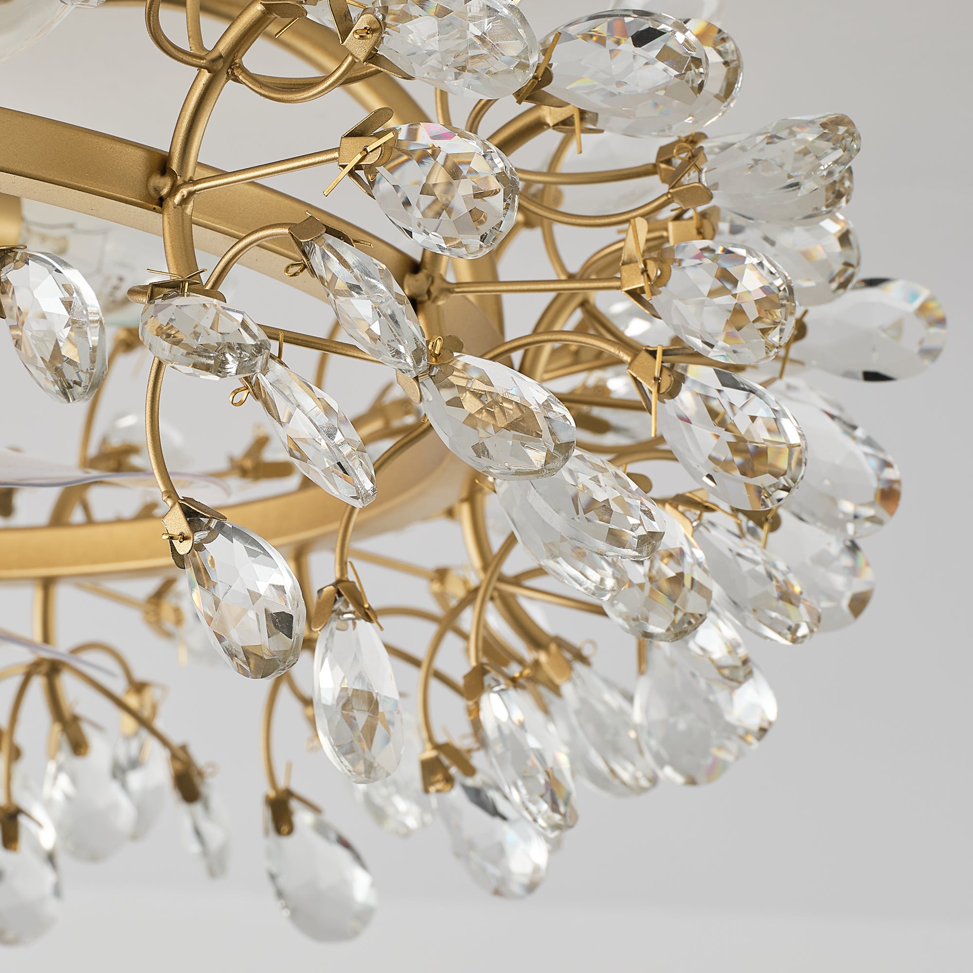 23" Clara Golden Crystal Flush Mount Ceiling Fan with Light and Remote