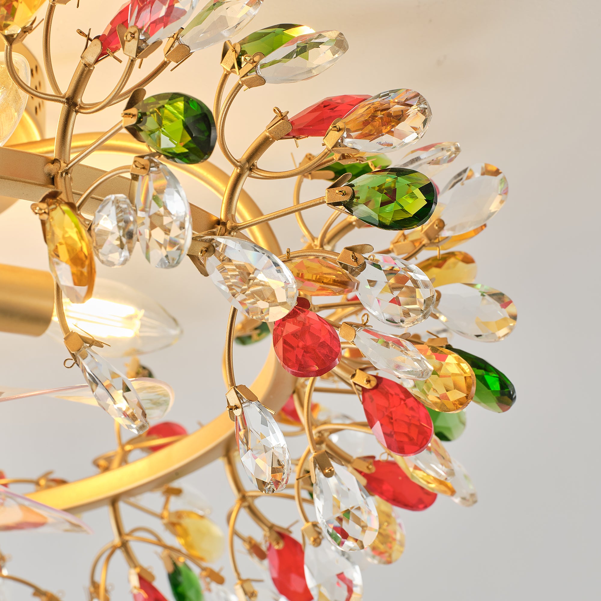 23" Clara Golden Crystal Flush Mount Ceiling Fan with Light and Remote