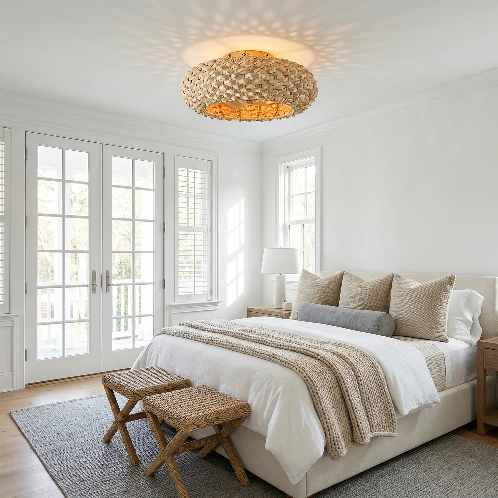 21" Myron Bohemian Flush Mount Ceiling Fan with Light