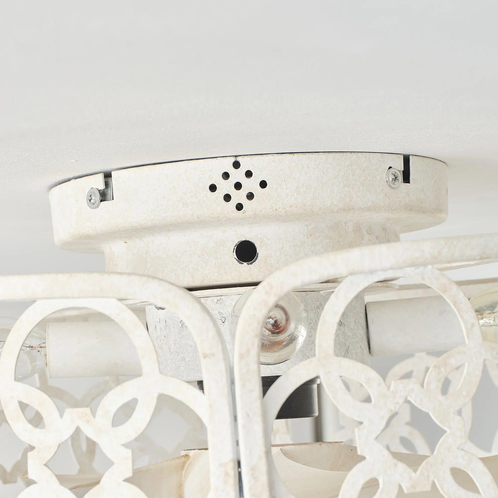 18" Leif Distressed White Flush Mount Ceiling Fan with Light