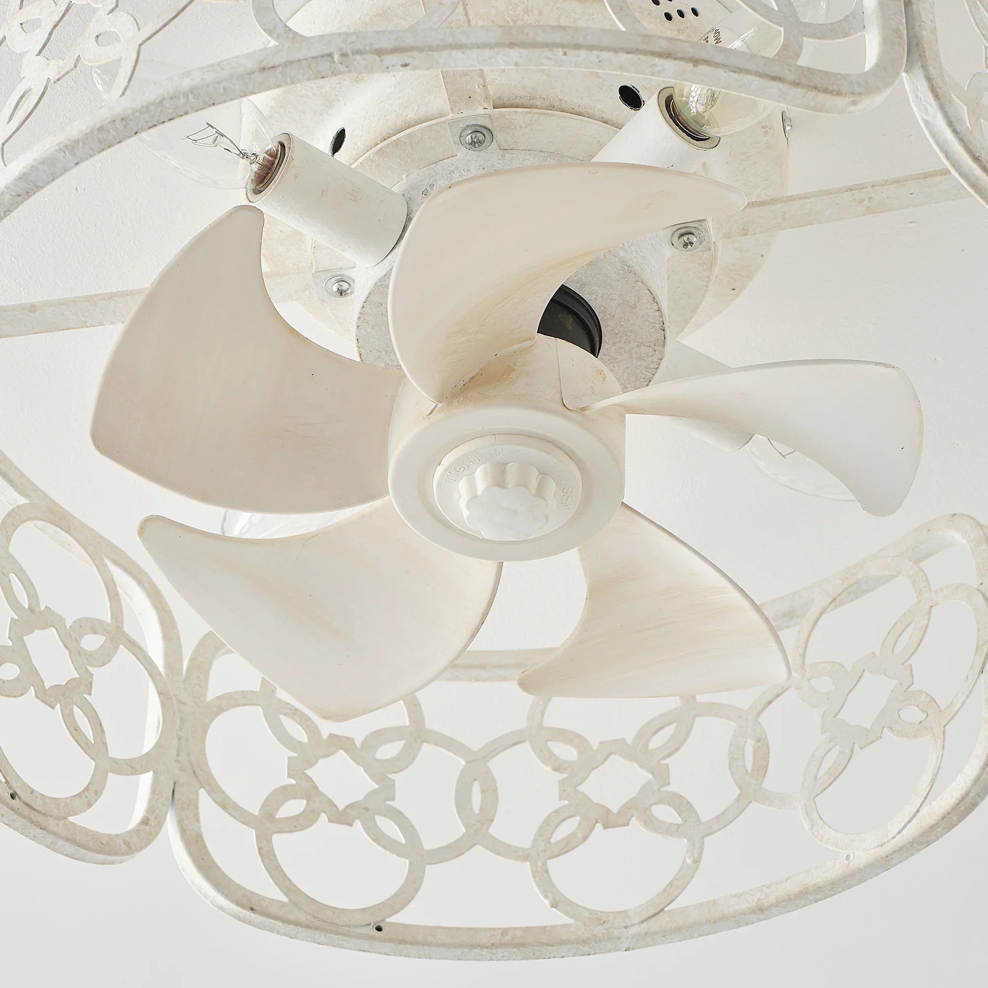 18" Leif Distressed White Flush Mount Ceiling Fan with Light