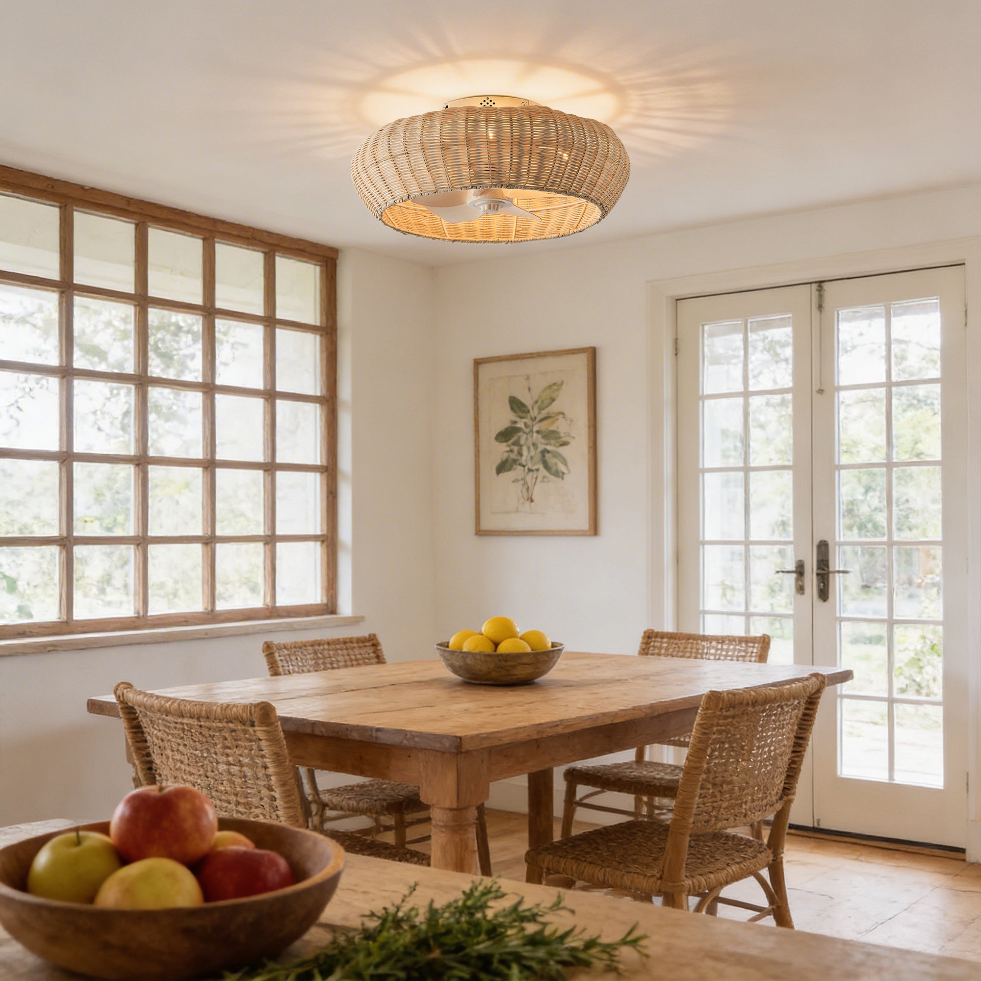 20" Ronald Bohemian Flush Mount Ceiling Fan with Light