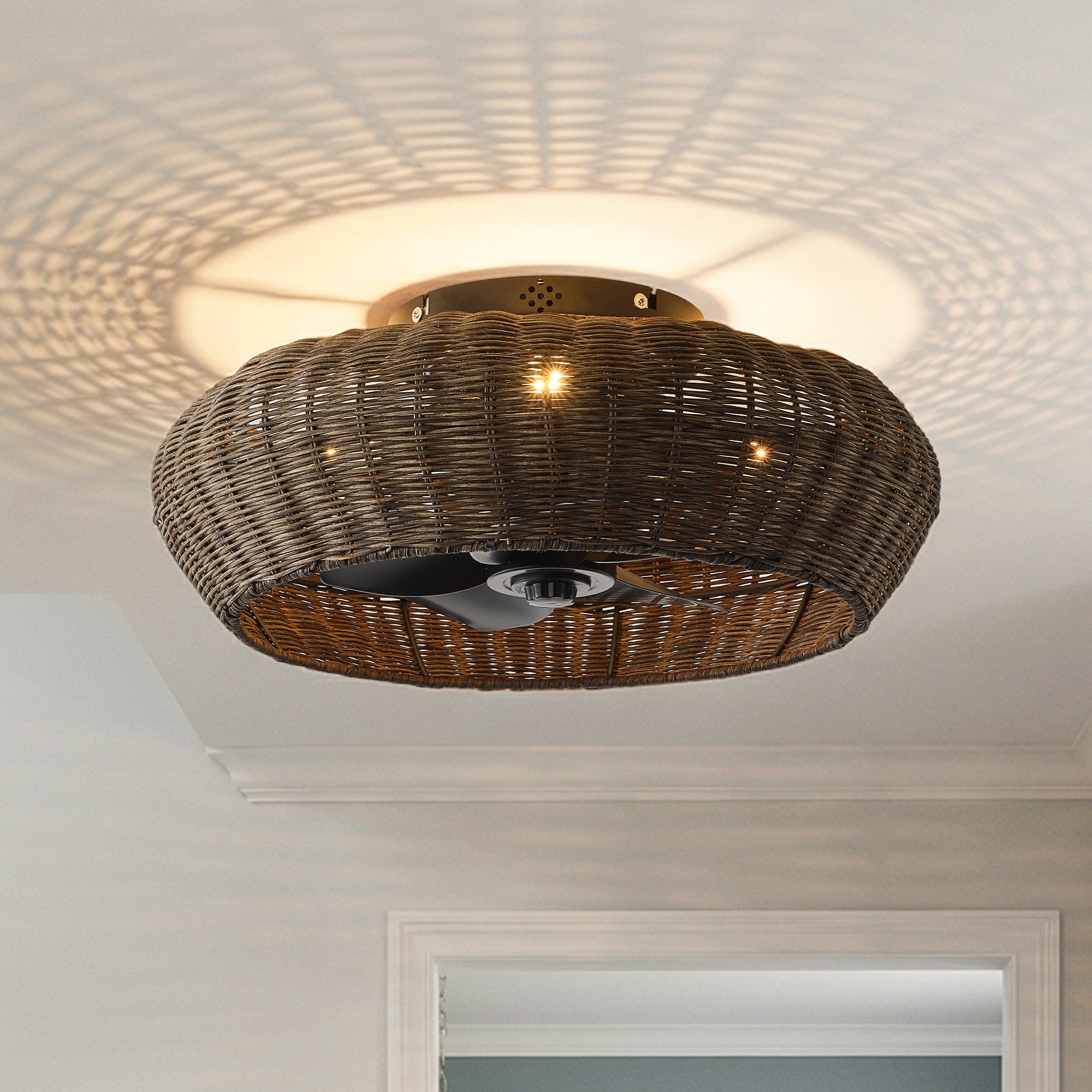 20" Rachel Bohemian Flush Mount Ceiling Fan with Light