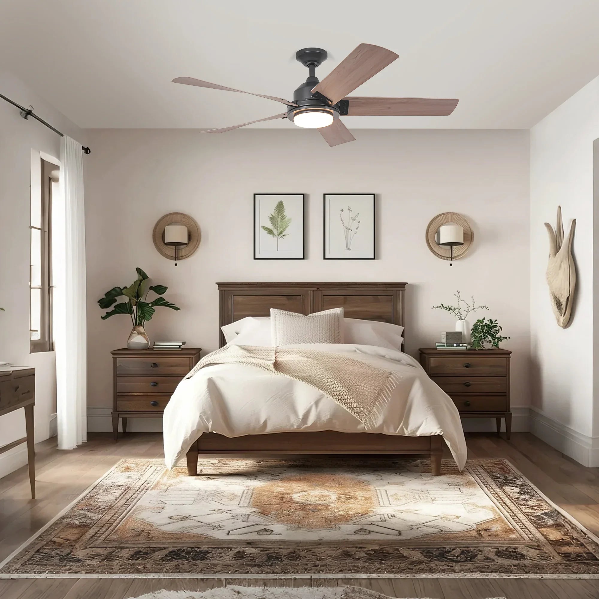 52 Inch Vita Modern Downrod Mount LED Ceiling Fan with Remote Control