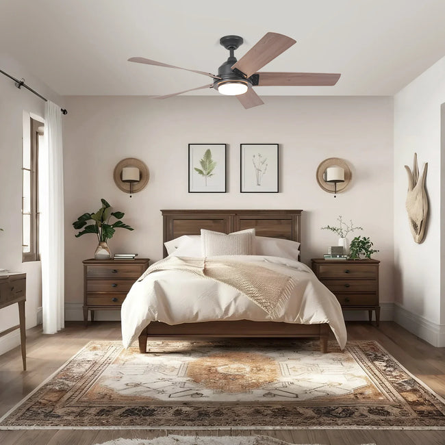 52 Inch Vita Modern Downrod Mount LED Ceiling Fan with Remote Control