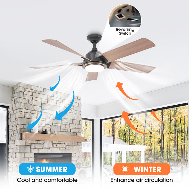52 Inch Vita Modern Downrod Mount LED Ceiling Fan with Remote Control