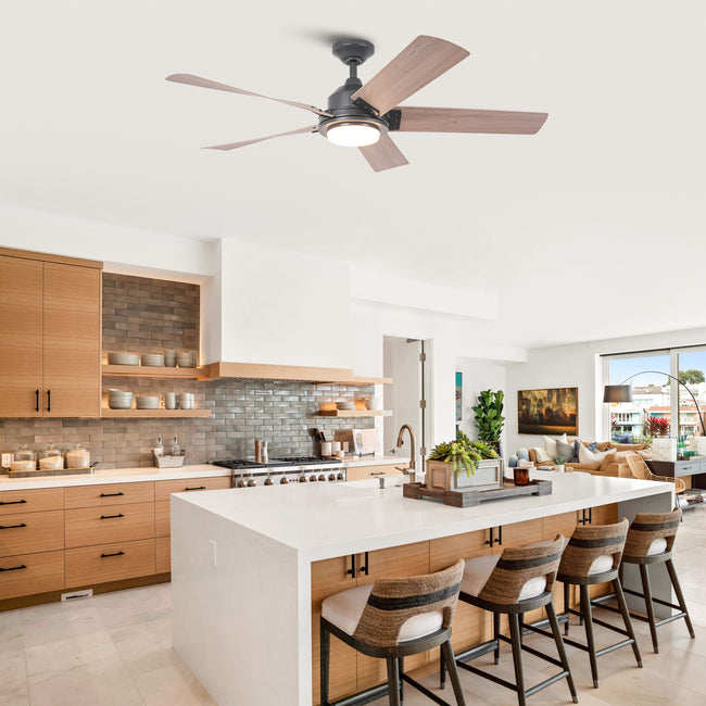 52 Inch Vita Modern Downrod Mount LED Ceiling Fan with Remote Control