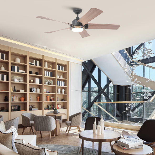 52 Inch Vita Modern Downrod Mount LED Ceiling Fan with Remote Control