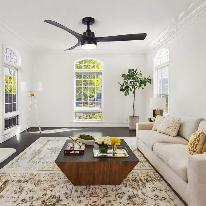 52 Inch Ivy Industrial Downrod Mount LED Ceiling Fan with Remote Control