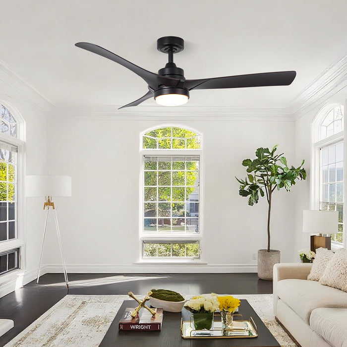 52 Inch Ivy Industrial Downrod Mount LED Ceiling Fan with Remote Control